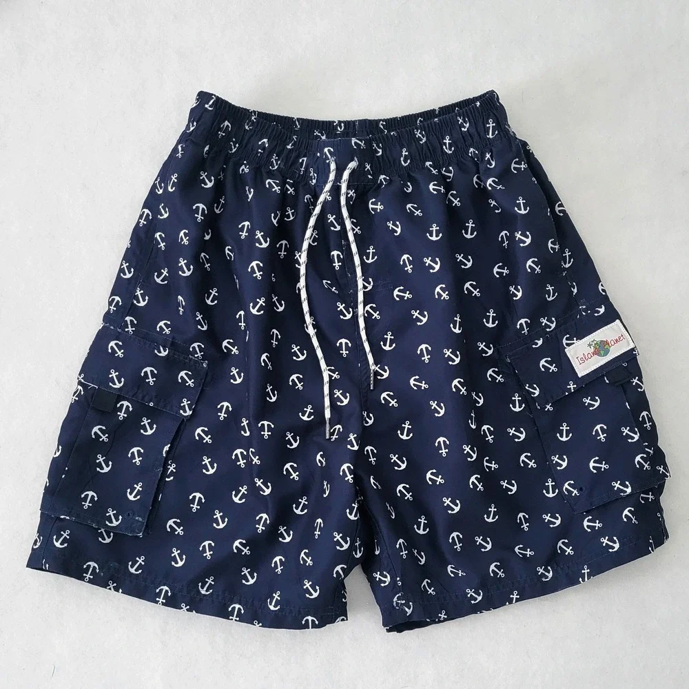 Island Planet Swim Trunks Men S Nautical Anchor Print Swim Cruise Beach Vacation